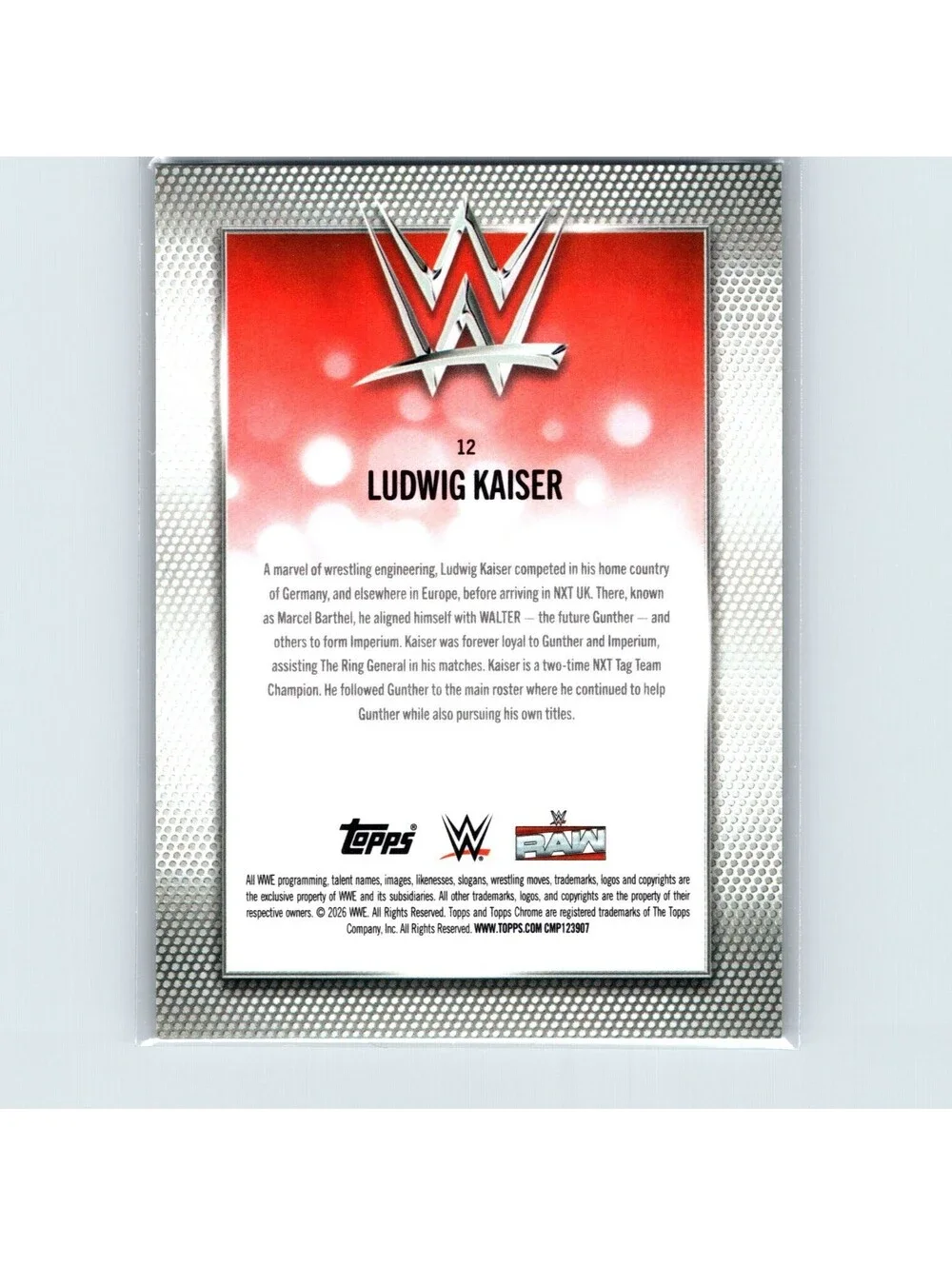 2026 Topps Chrome WWE Ludwig Kaiser #12 Gold Refractor #/50